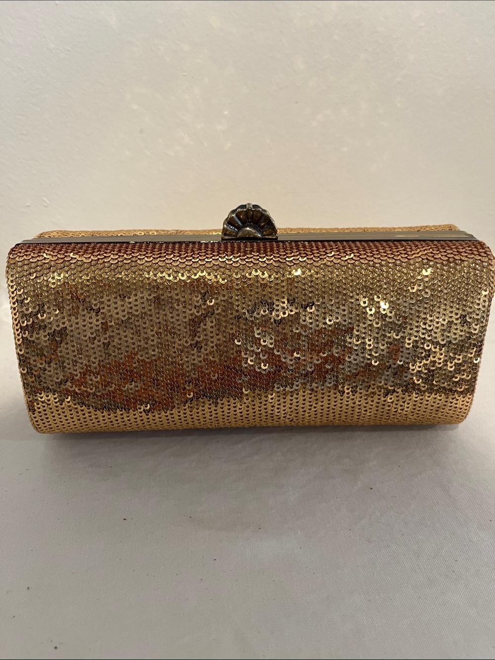 Gold Sequin Evening Clutch Wristlet